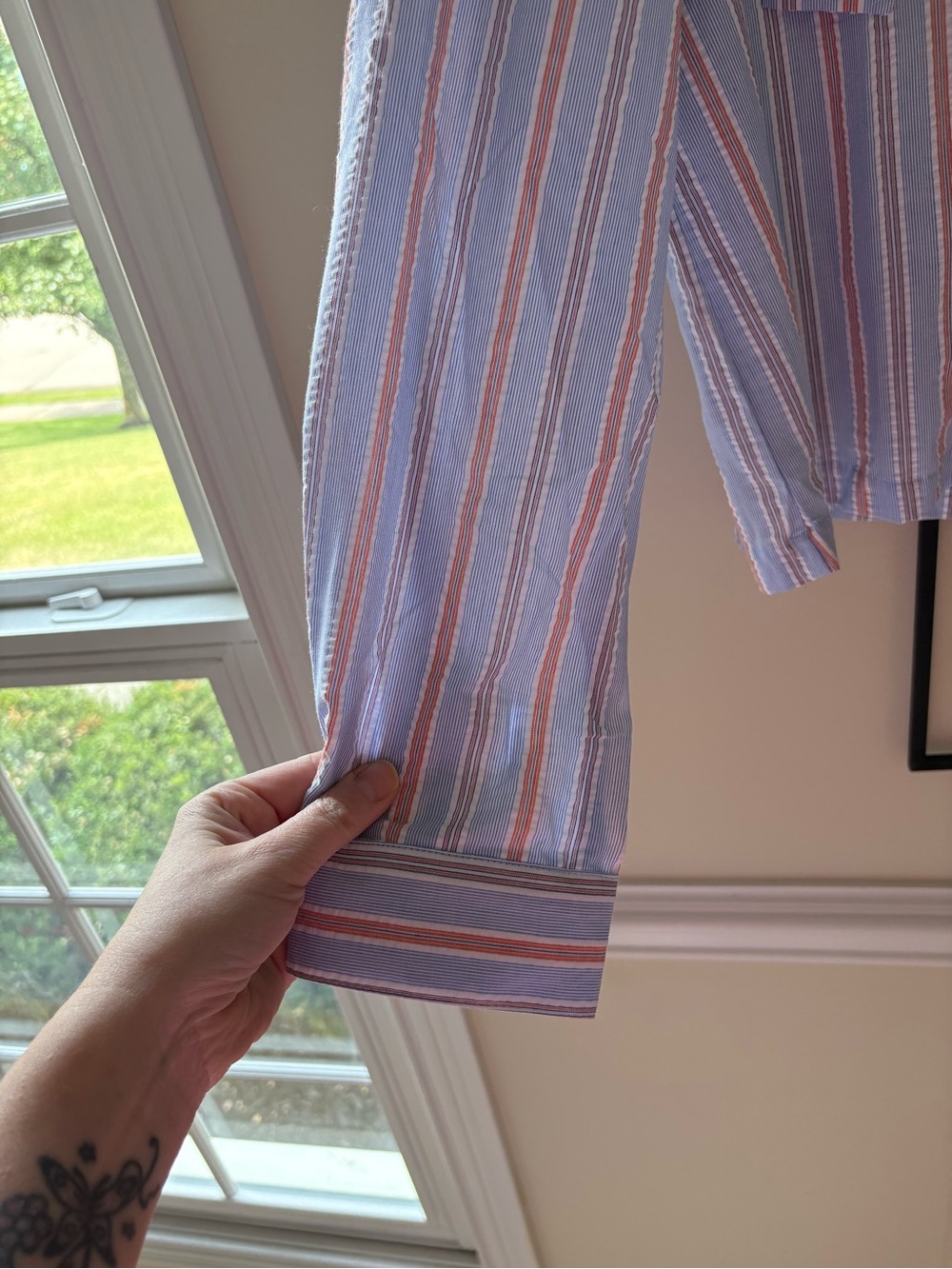 Nanette Lepore Blue, White & Orange Striped Button-Down Shirt - Picture 4 of 14